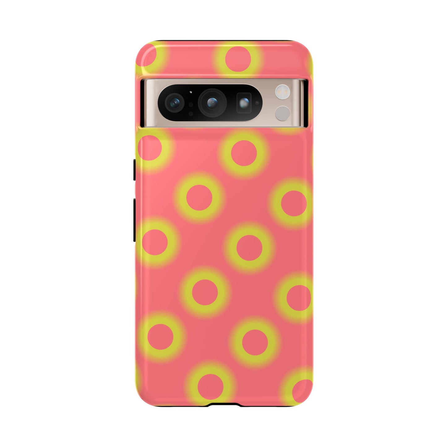 Neon Polka Dot Phone Case — Retro Pink & Lime Protective Cover