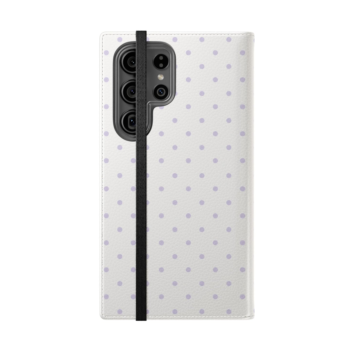 Polka Dot Flip Phone Case — White and Violet Polka Dot Wallet Cover