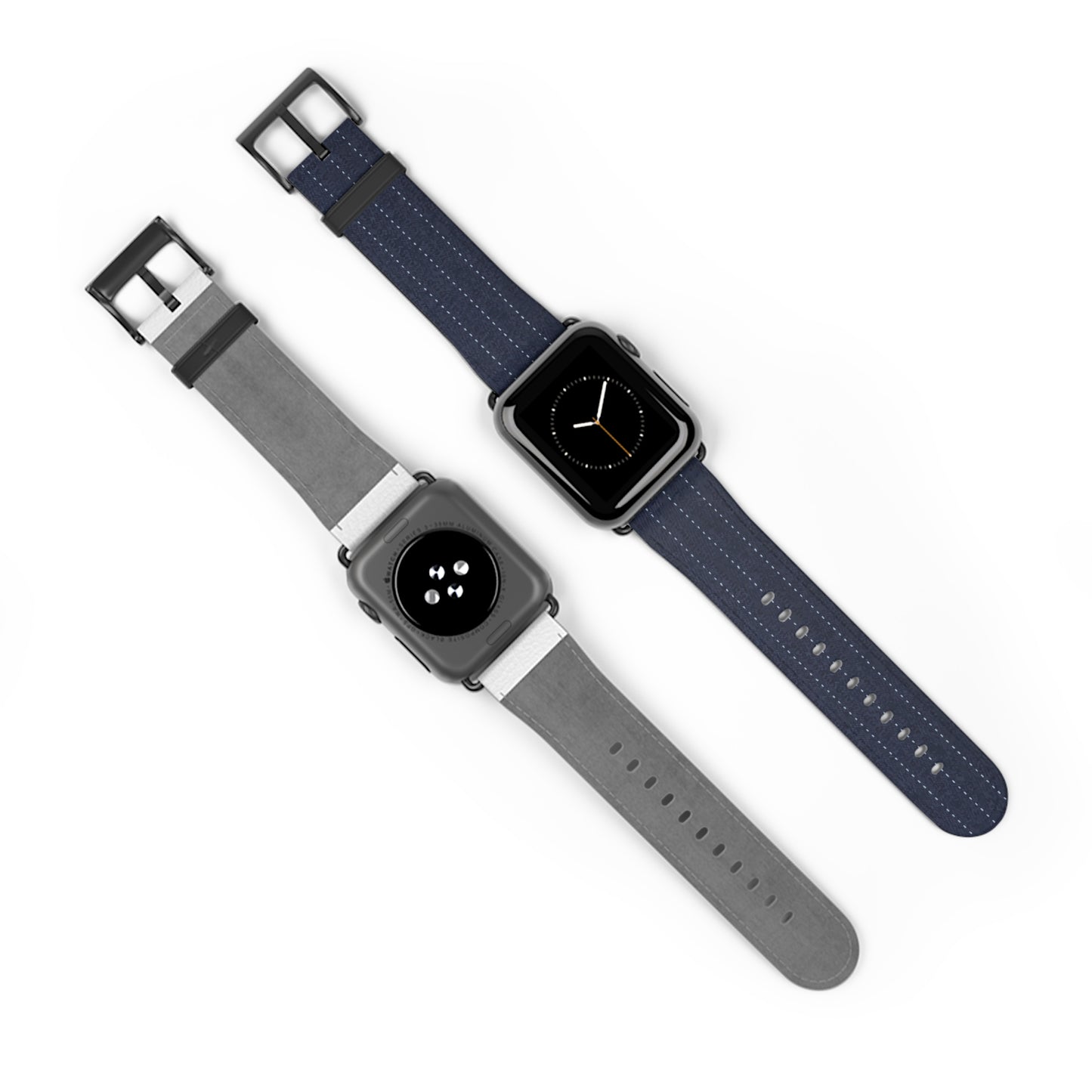 Navy Stitch Leather Watch Band — Classic Apple Watch Strap