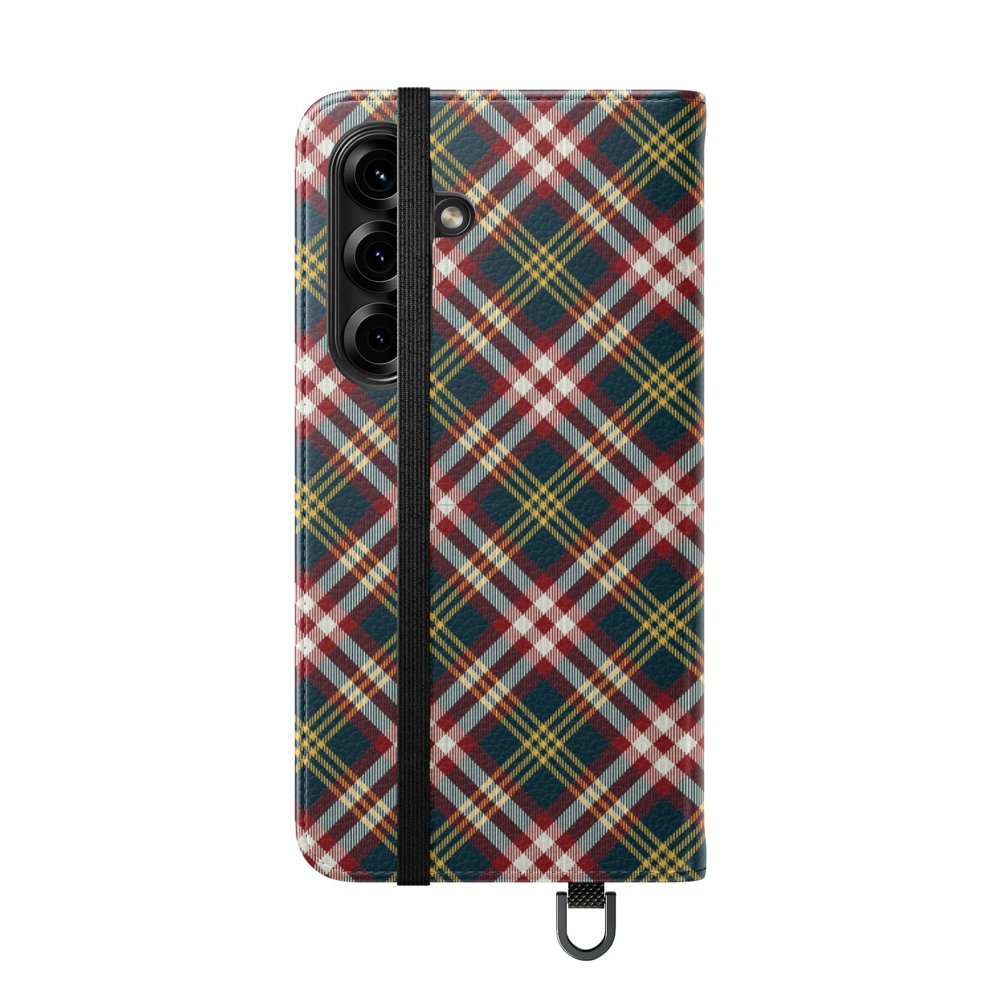 Tartan Flip Phone Case — Yellow & Red Plaid Wallet Cover