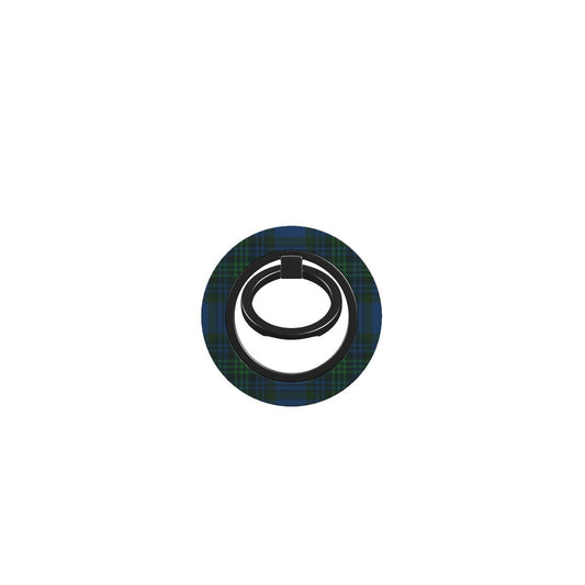 magnetic ring holder in blue and green tartan design, ergonomic phone holder ring with 360° rotation and strong adhesion