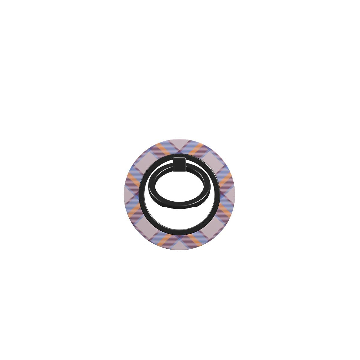 Orange and Violet Tartan Ring Holder with magnetic ring holder, ergonomic grip, and 360° rotation for secure phone use