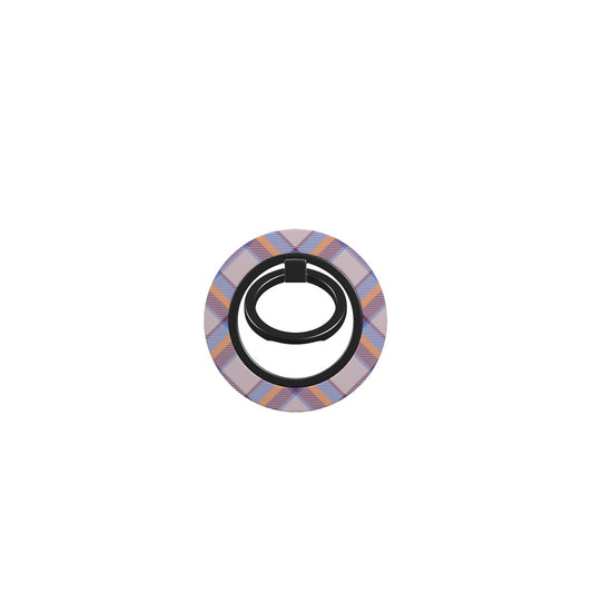 Orange and Violet Tartan Ring Holder with magnetic ring holder, ergonomic grip, and 360° rotation for secure phone use