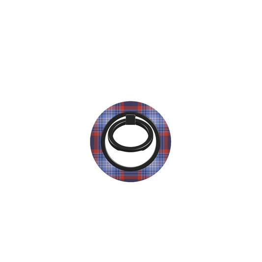 Blue and red tartan ring holder with magnetic phone holder ring, ergonomic grip, and 360° rotation for secure hold