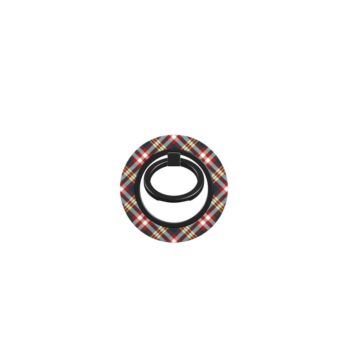 Red yellow and green tartan ring holder with magnetic ring holder design for secure phone grip and stylish accessory