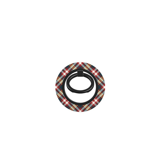 Red yellow and green tartan ring holder with magnetic ring holder design for secure phone grip and stylish accessory
