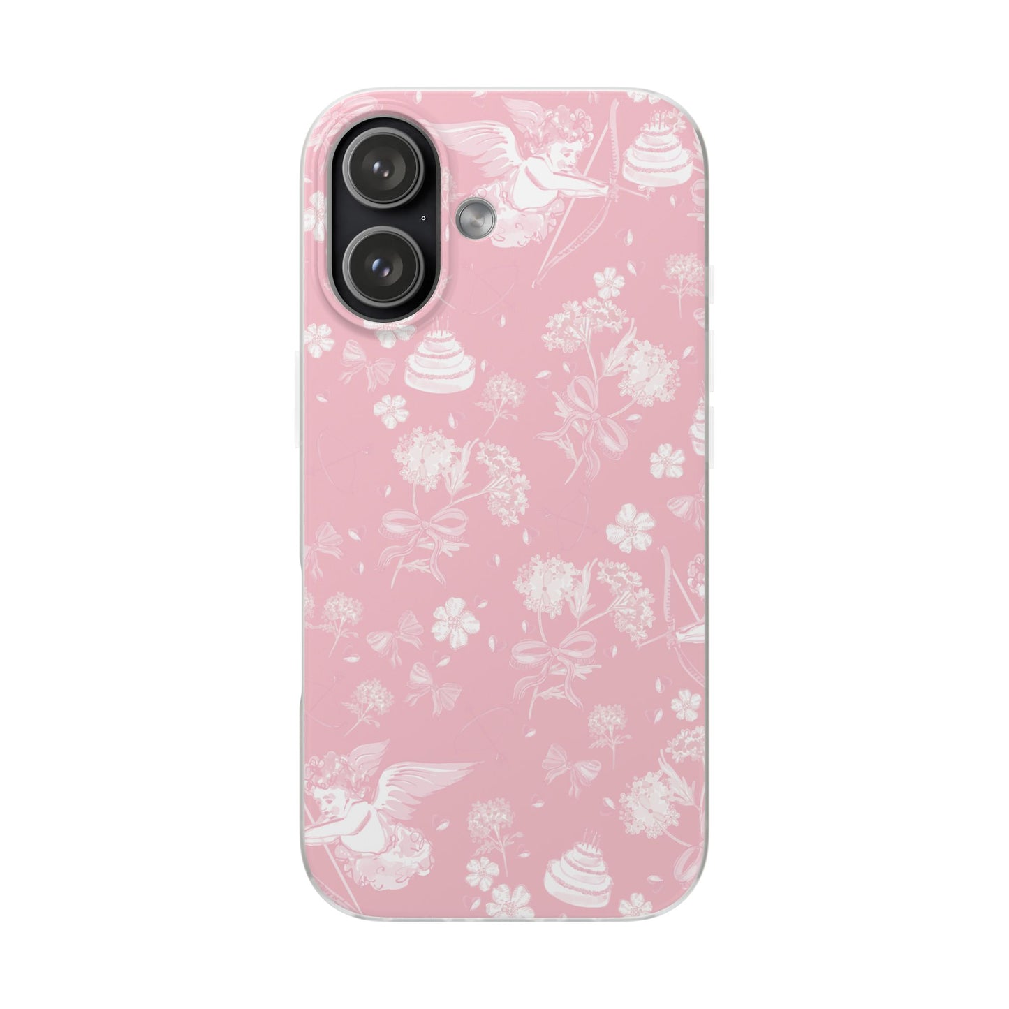Pink Floral Cherub Flexi Phone Case for Apple iPhone and Samsung Galaxy.