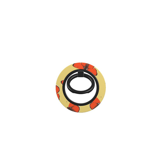 Red butterflies ring holder with magnetic grip, ergonomic design, and 360° rotation for secure phone handling