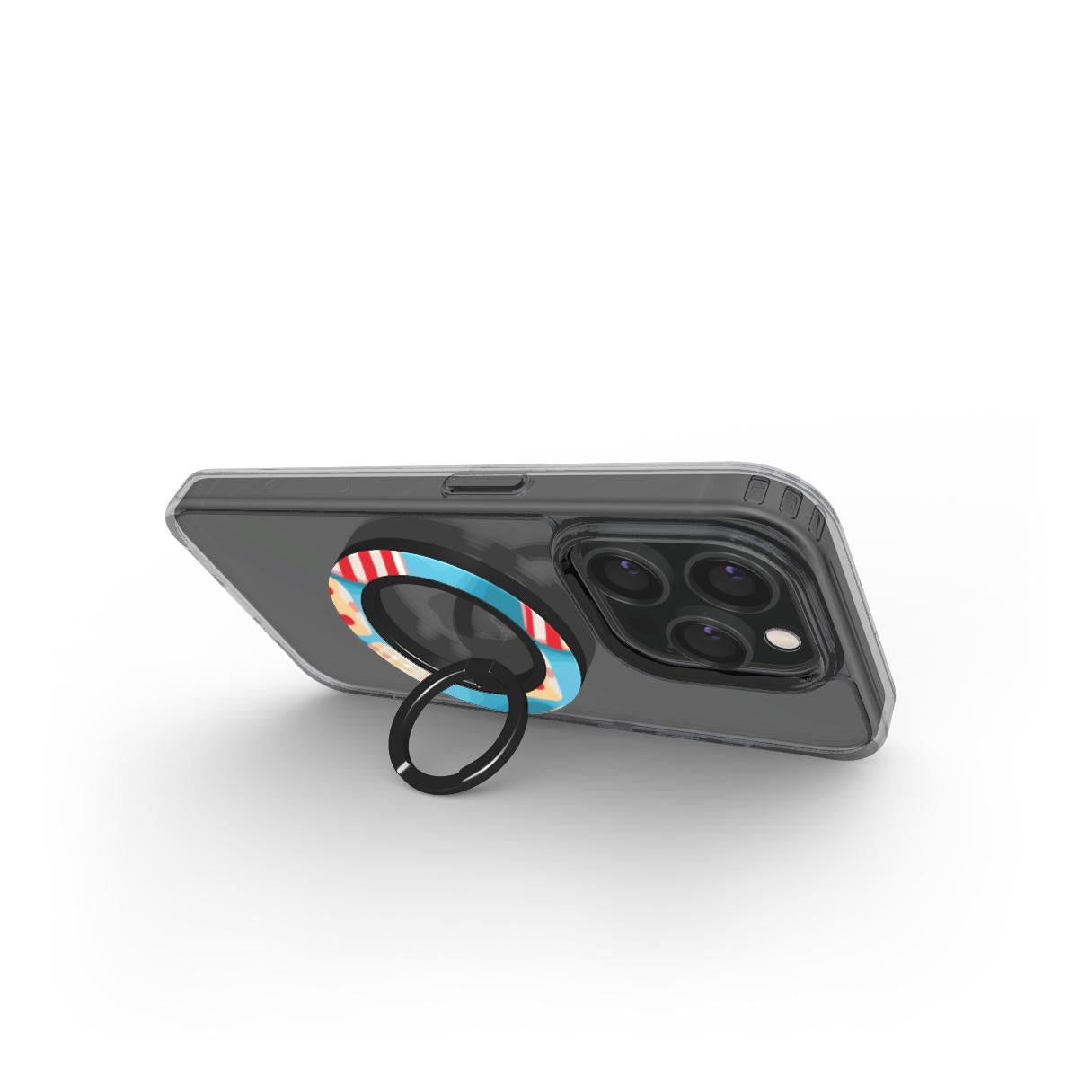 Coloured candy ring holder in bright pink and red, magnetic phone holder ring with ergonomic grip and 360° rotation