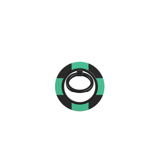 Tanjiro ring holder in green chequered design, magnetic phone holder ring with ergonomic grip and 360° rotation
