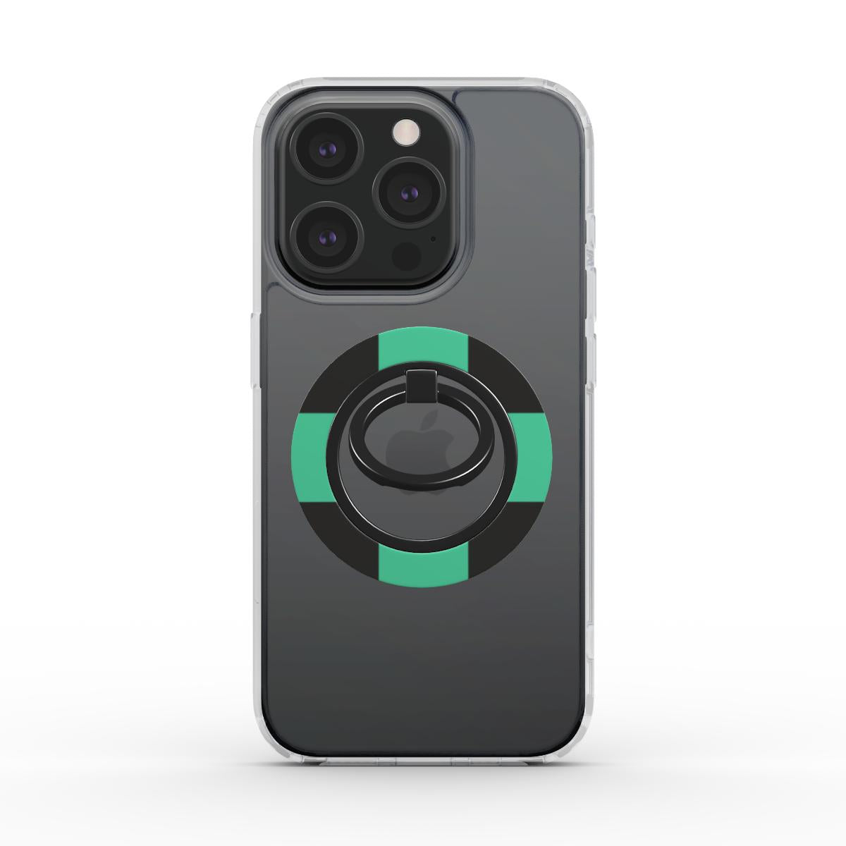 Tanjiro ring holder in green chequered design, magnetic phone holder ring with ergonomic grip and 360° rotation
