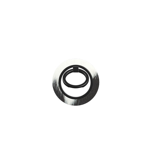 Cow hide ring holder with magnetic grip, ergonomic accessory for phones, 360° rotation, brown leather finish