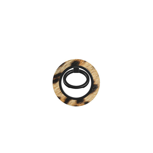 Leopard fur ring holder with magnetic grip, ergonomic design, and 360° rotation for secure phone handling