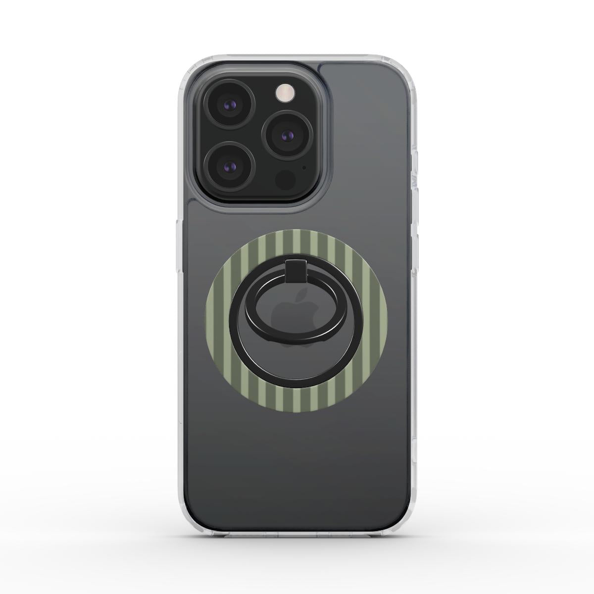 Olive Green Striped Phone Ring Holder