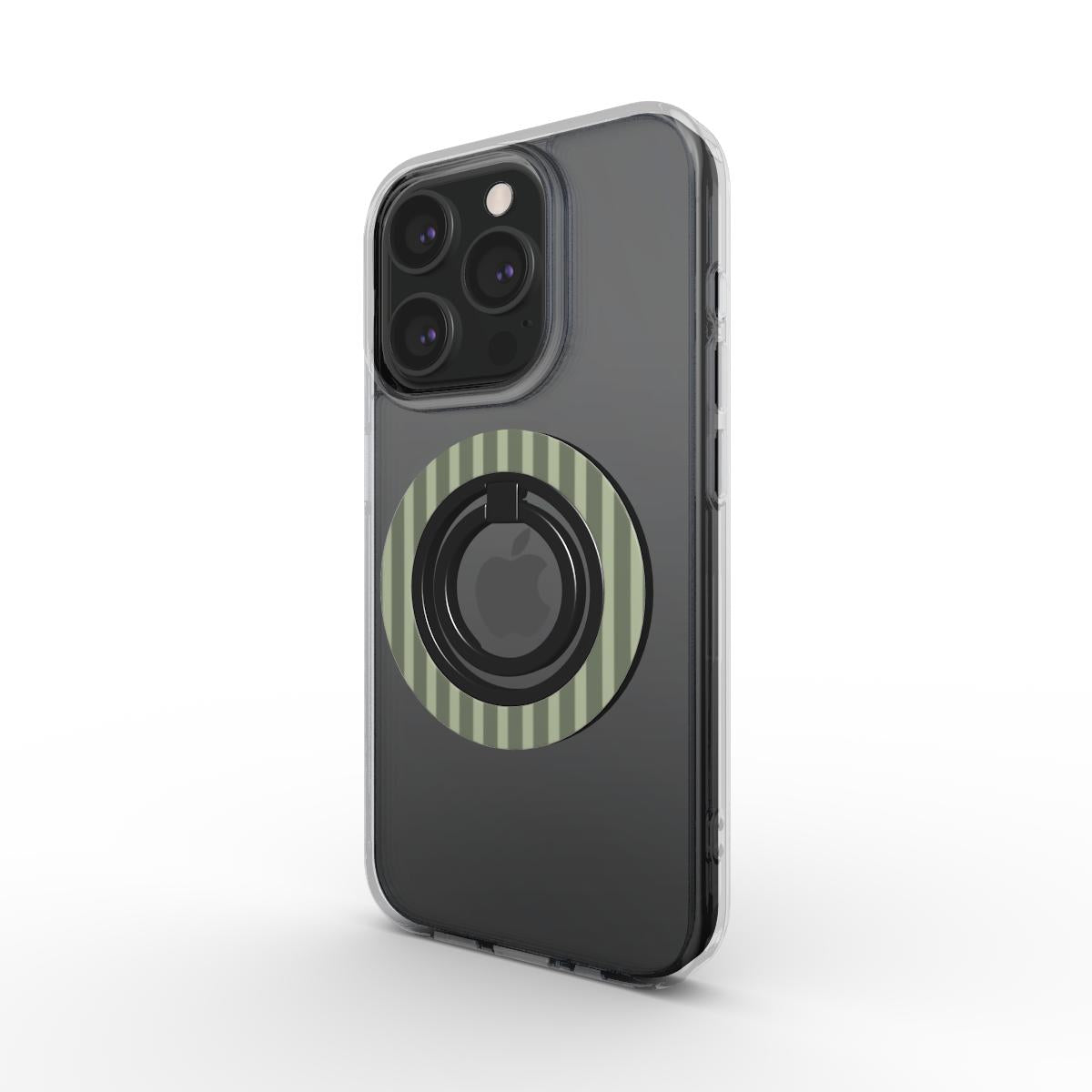 Olive Green Striped Phone Ring Holder