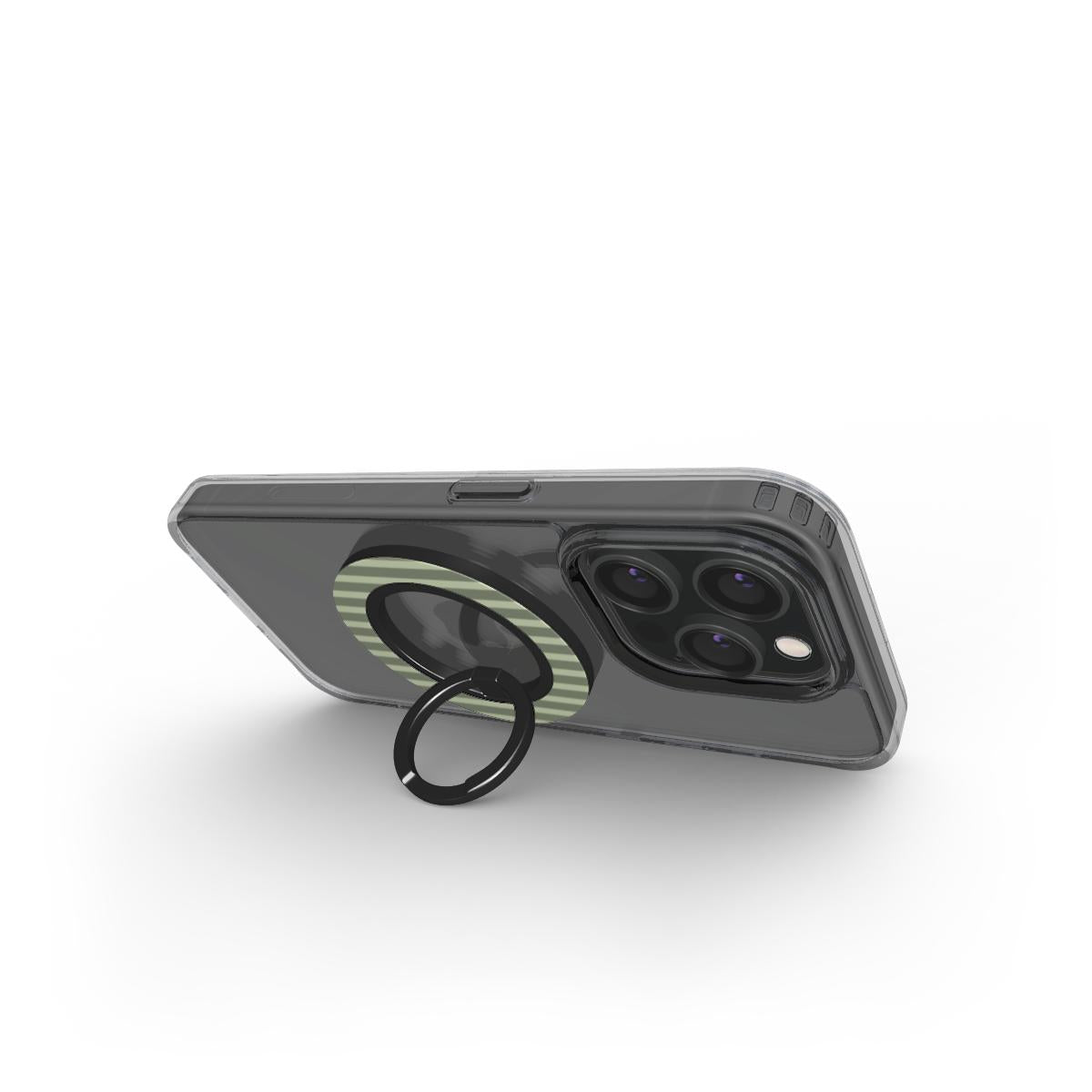 Olive Green Striped Phone Ring Holder