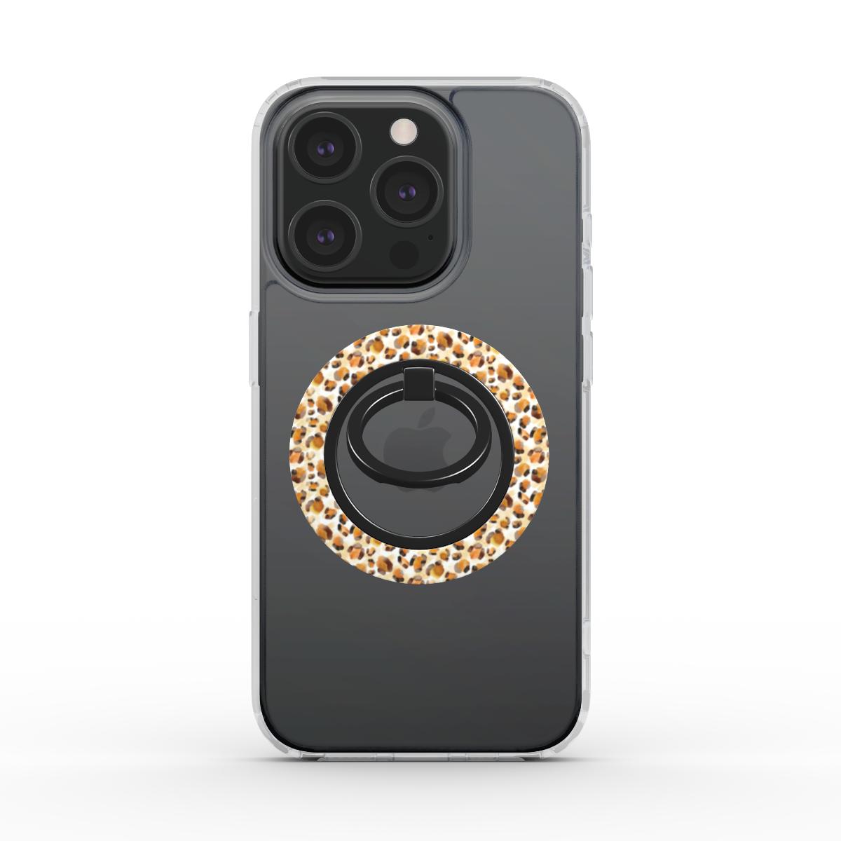 Chic Tan and Brown Leopard Print Watercolour Phone Ring Holder