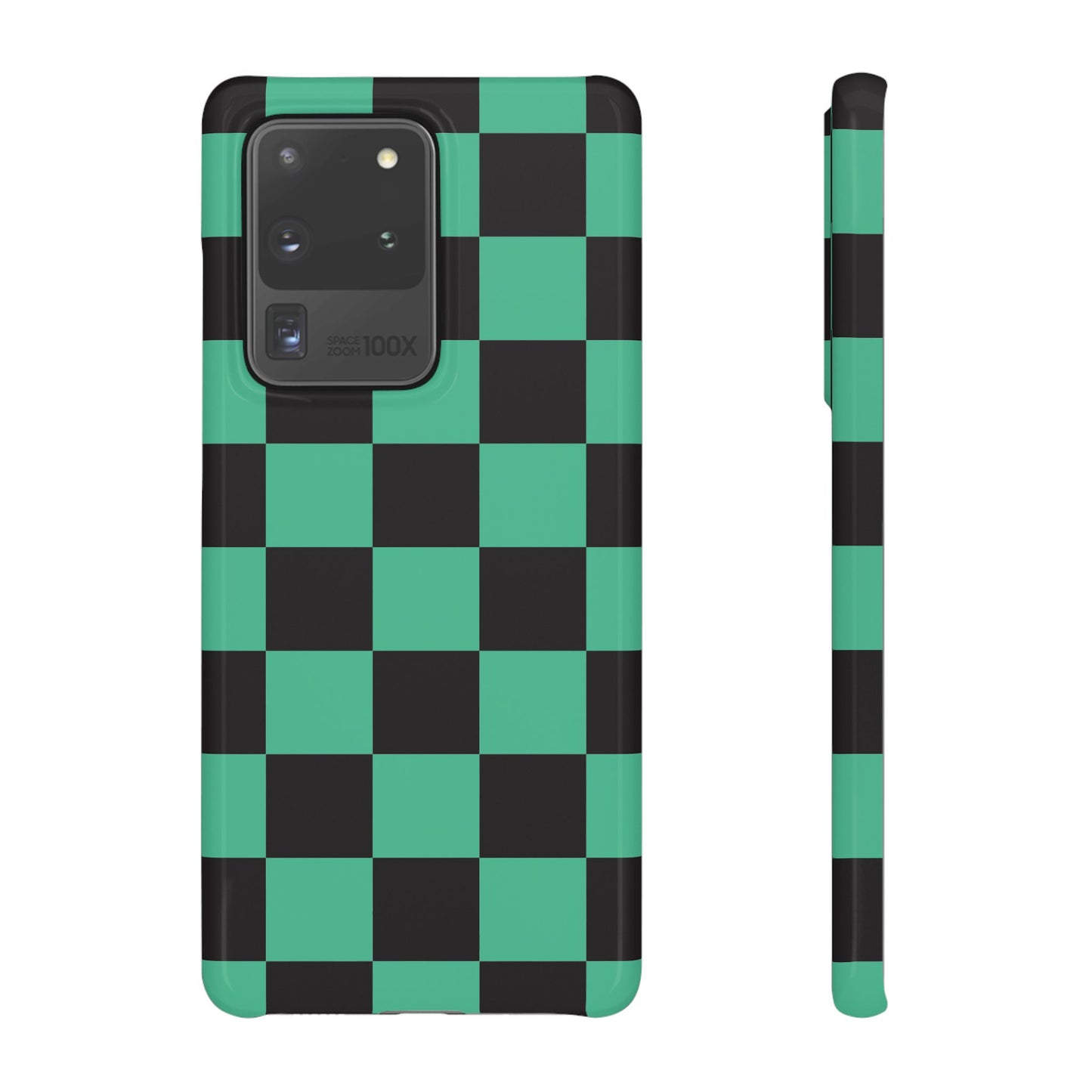 Checkered Teal Snap Case — Black & Teal Phone Cover