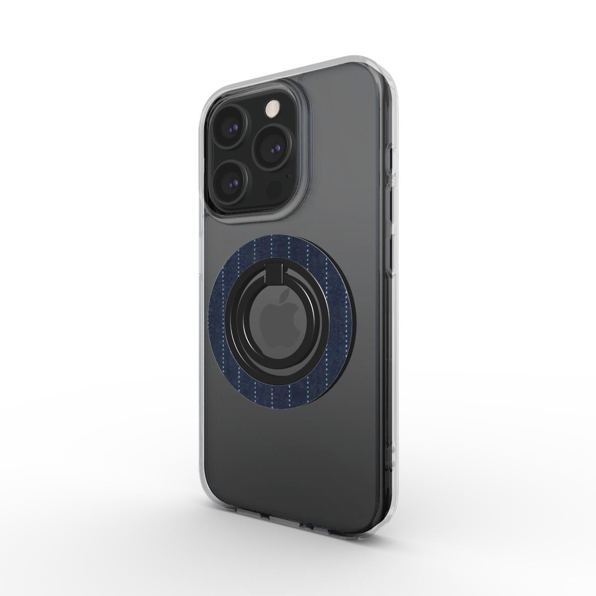 Dark Blue Pinstripe Phone Ring Holder