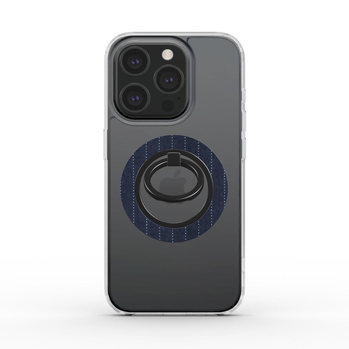 Dark Blue Pinstripe Phone Ring Holder