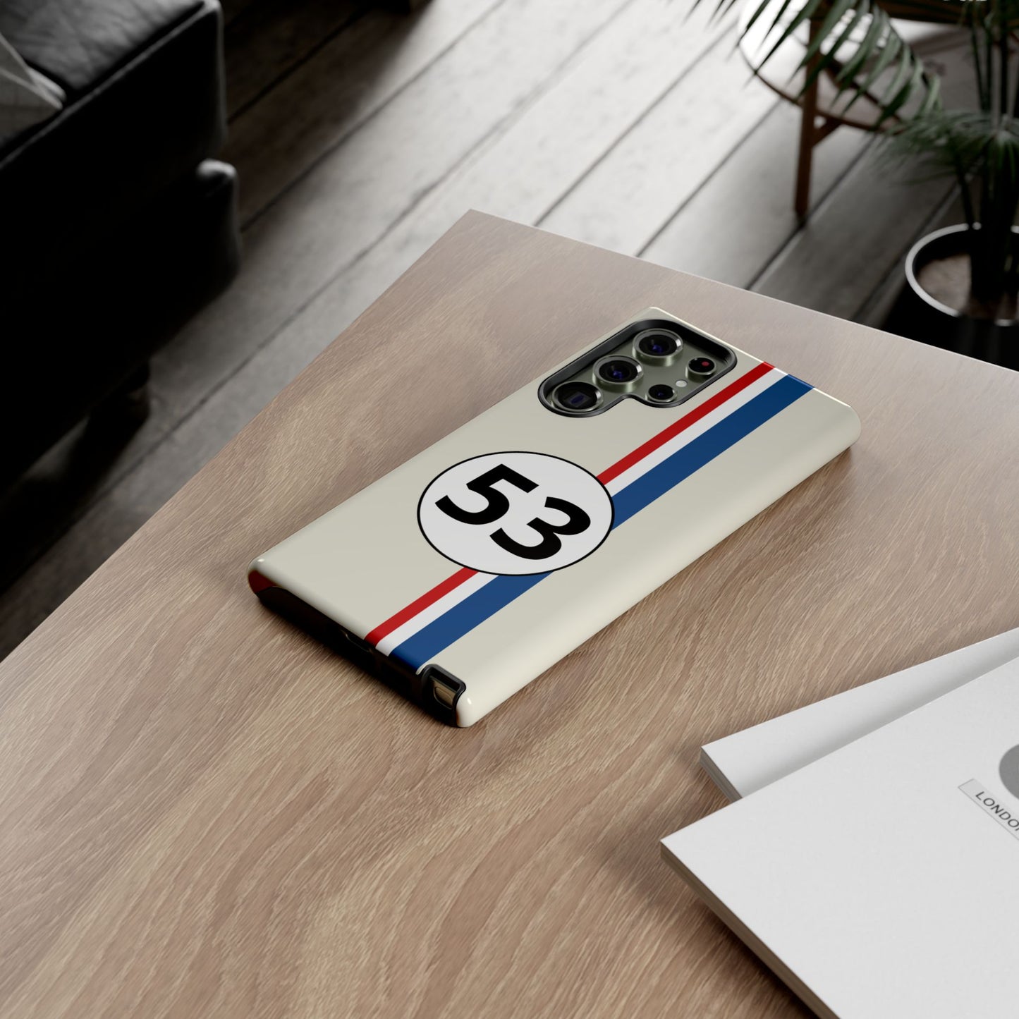 Racing Stripe Personalised Number Tough Phone Case for Apple iPhone, Samsung Galaxy and Google Pixel.