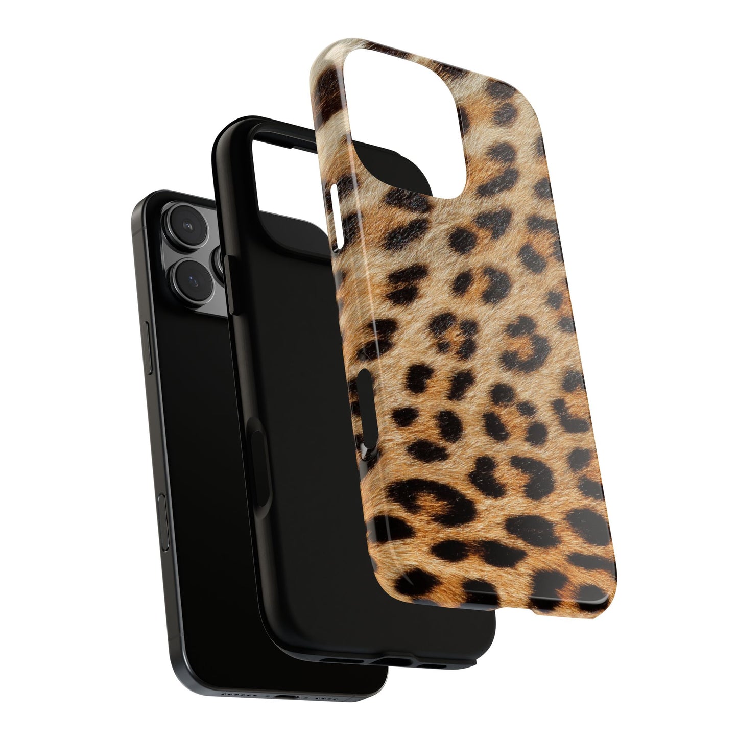 Leopard Print Tough Phone Case — Durable Protective Case with Wild Animal Fur Design