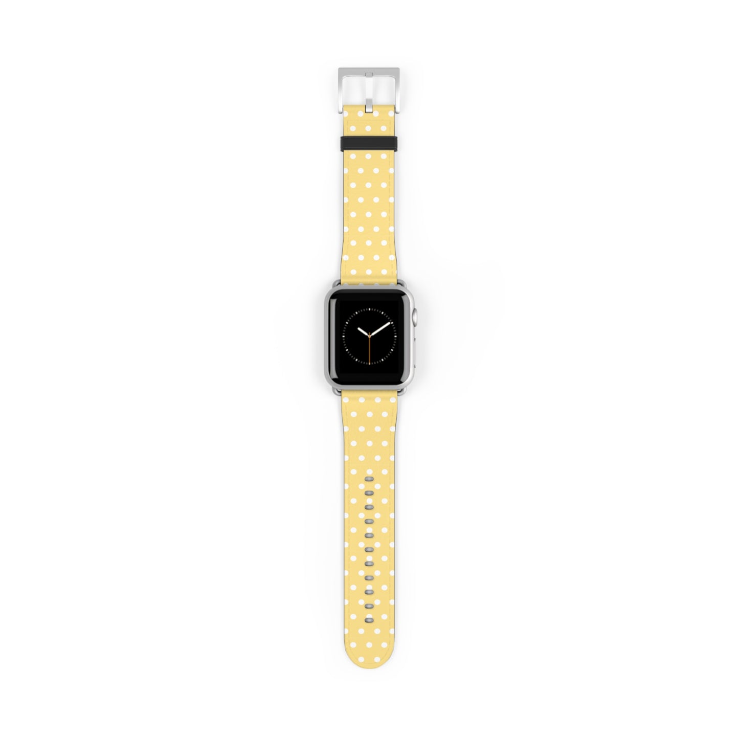 apple watch band in yellow polka dot pattern, cute floral retro strap, pastel women’s casual watch accessory