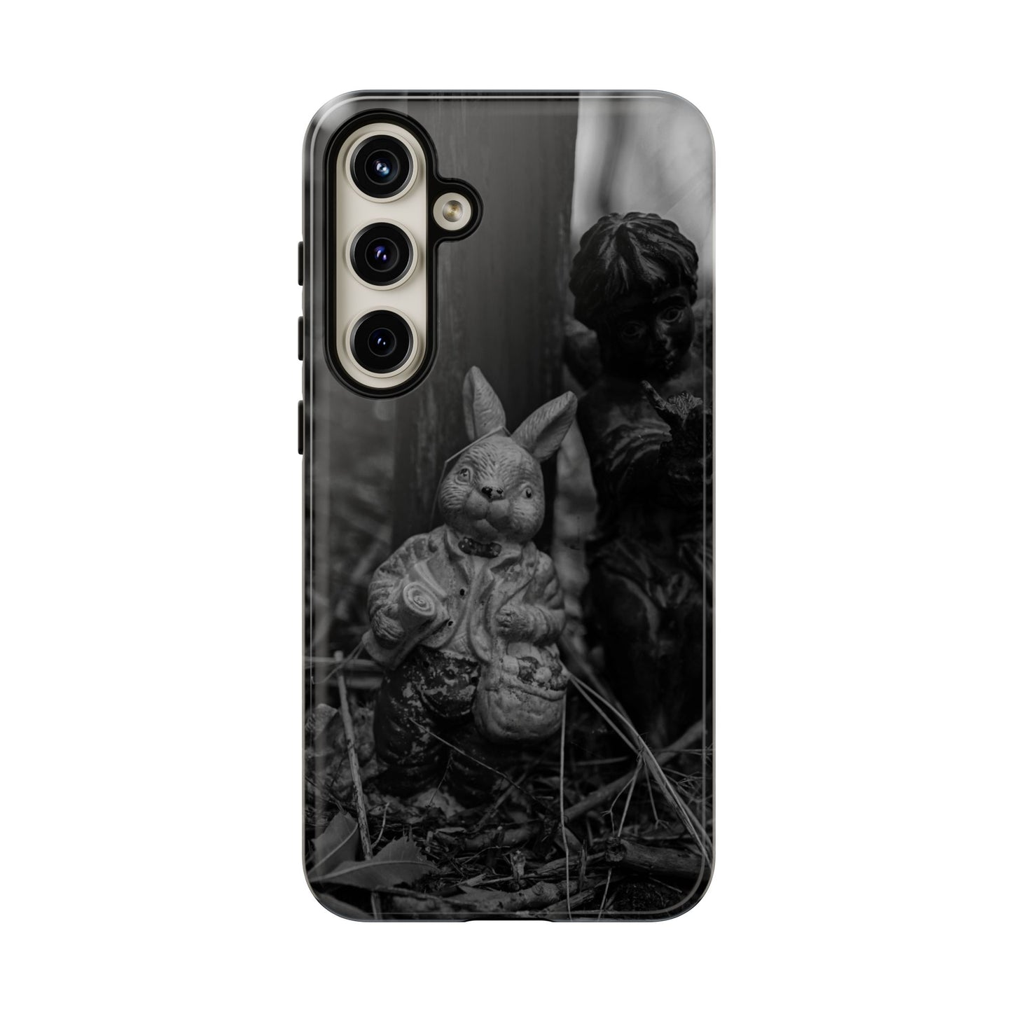Vintage Gothic Bunny Tough Phone Case — Dark Garden Statue Protective Cover