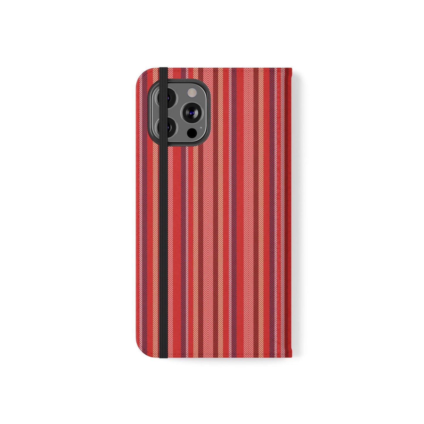 Red Stripe Flip Phone Case – Protective Wallet Folio with Card Slots