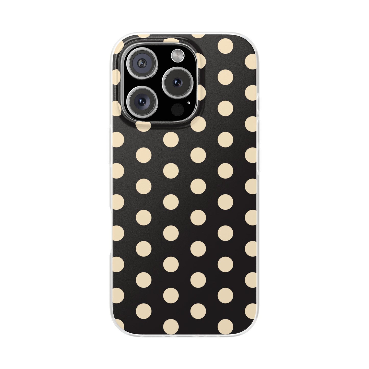 Black & Cream Retro Polka Dot Flexi Case for Apple iPhone, Samsung Galaxy.