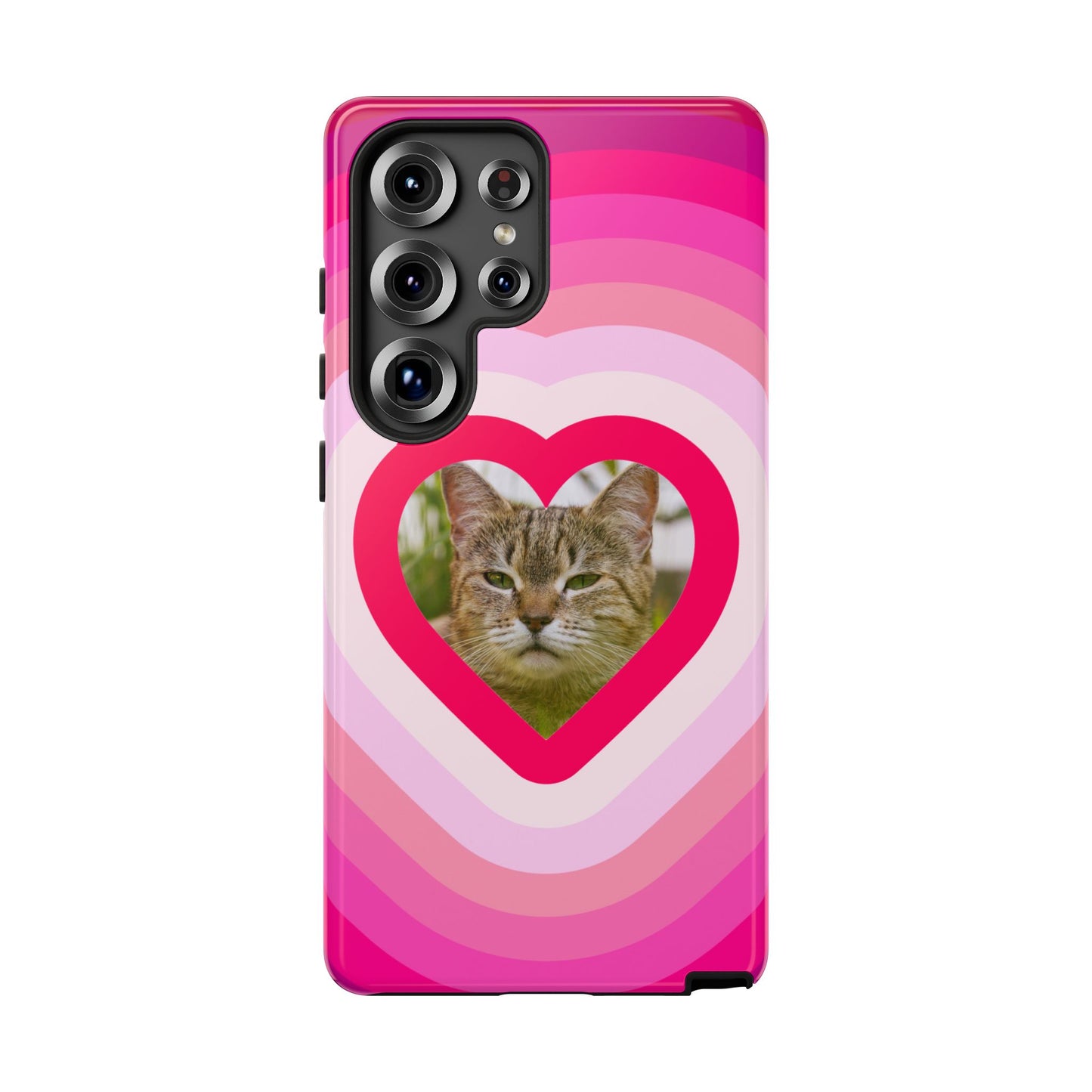 Single Image Personalised  Heart Photo Phone Case – Pink Gradient Love Tough Case for Apple iPhone, Samsung Galaxy and Google Pixel.