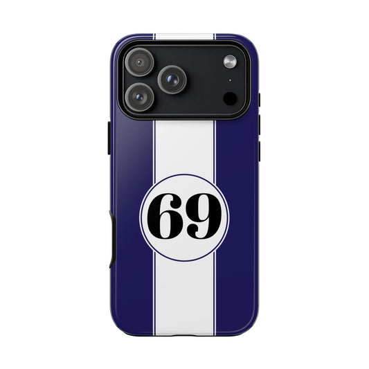 Custom Number Racing Stripe Tough Phone Case for Apple iPhone, Samsung Galaxy and Google Pixel.