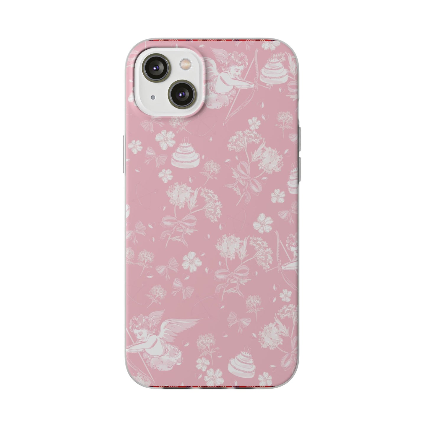Pink Floral Cherub Flexi Phone Case for Apple iPhone and Samsung Galaxy.