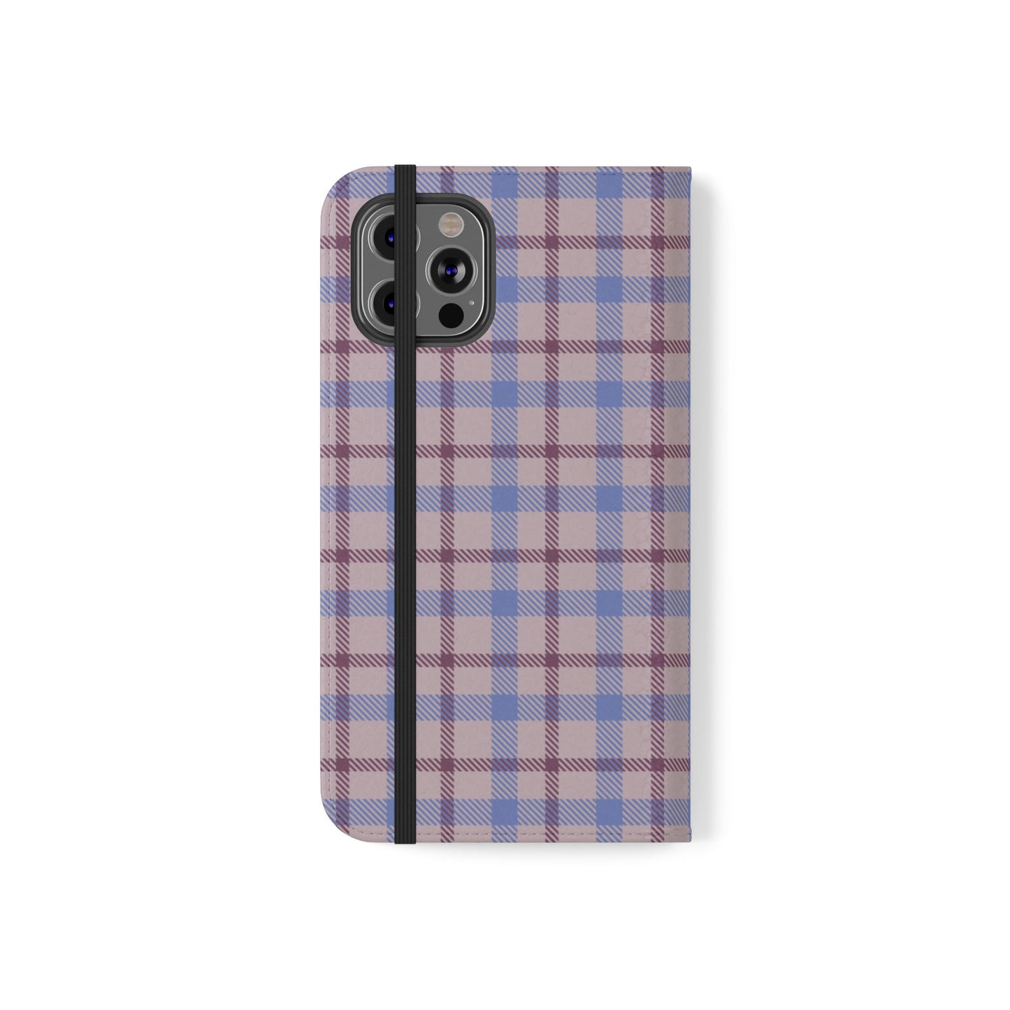 Tartan Flip Phone Case — Blue & Purple Plaid Wallet Cover