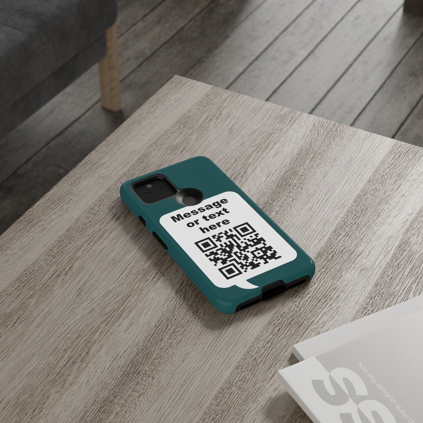 Custom QR Code Tough Phone Case — "Custom text" Contact Case