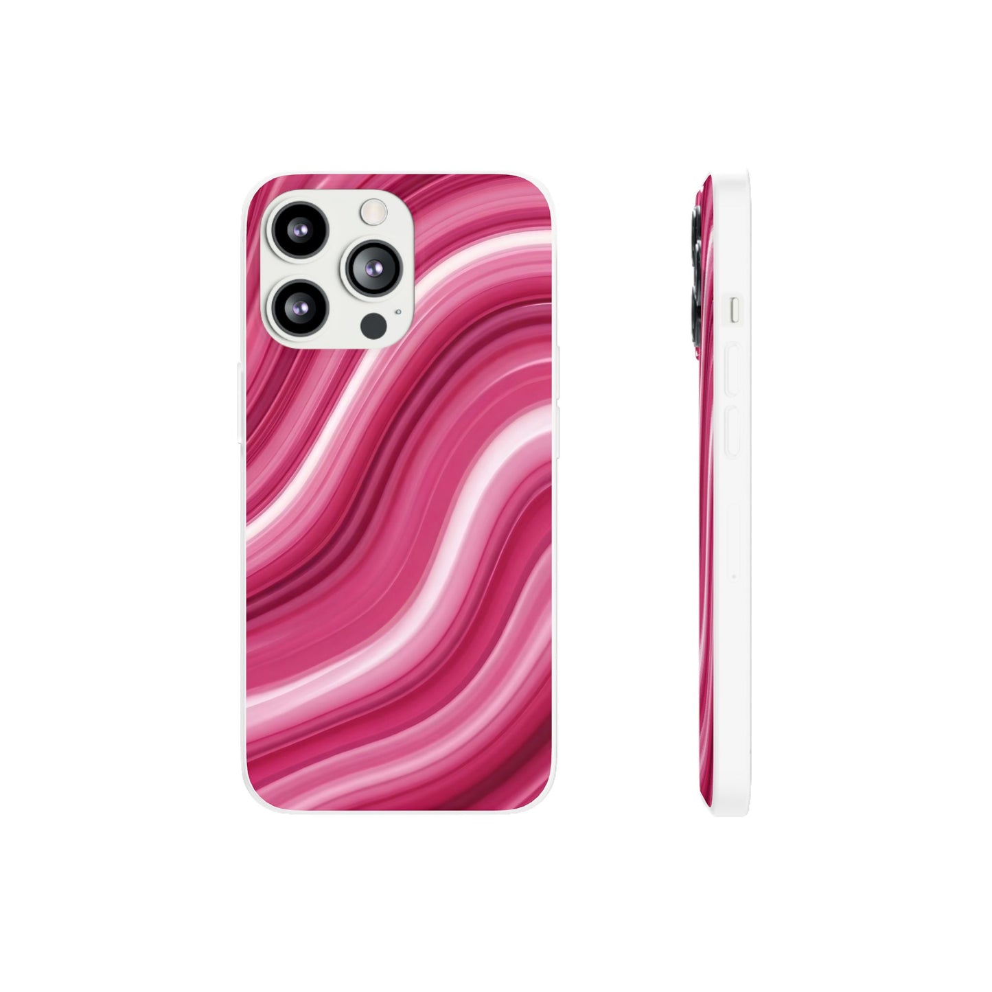 Pink Marble Wave Phone Case — Abstract Swirl Flexi Case for Apple iPhone, Samsung Galaxy.