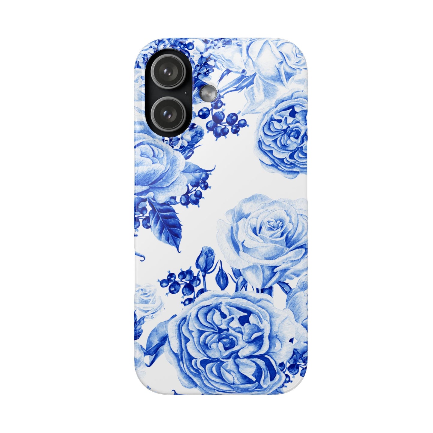 Blue Porcelain Floral Snap Phone Case — Vintage Rose Pattern