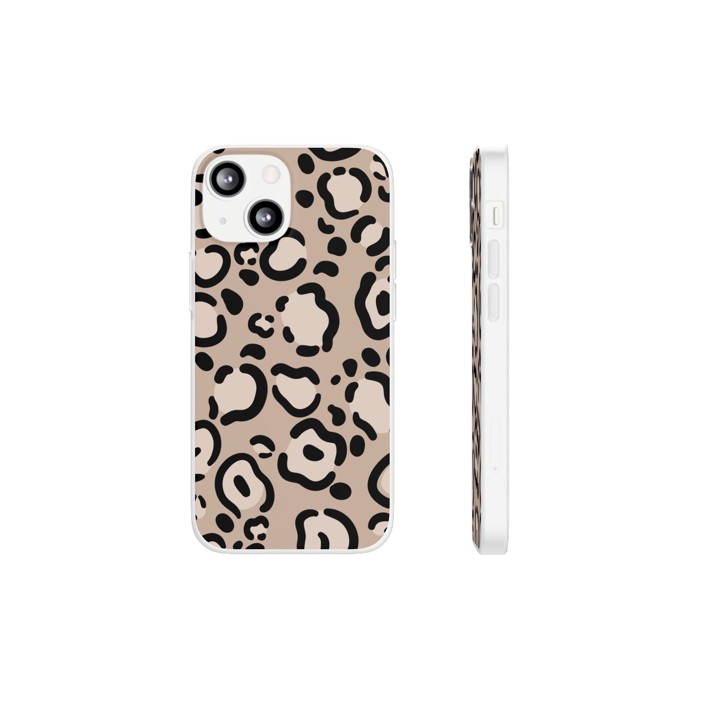 Beige Black Leopard Print Flexi Case for Apple iPhone and Samsung Galaxy.