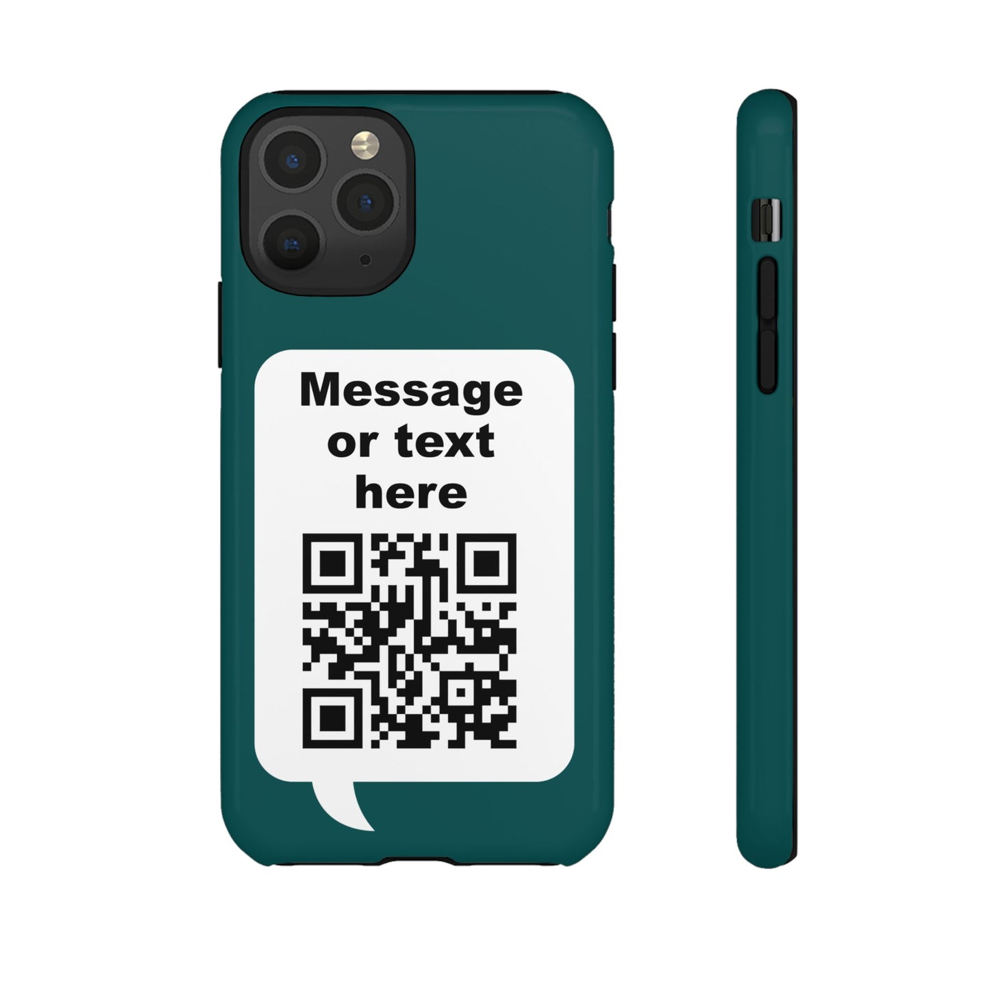 Custom QR Code Tough Phone Case — "Custom text" Contact Case
