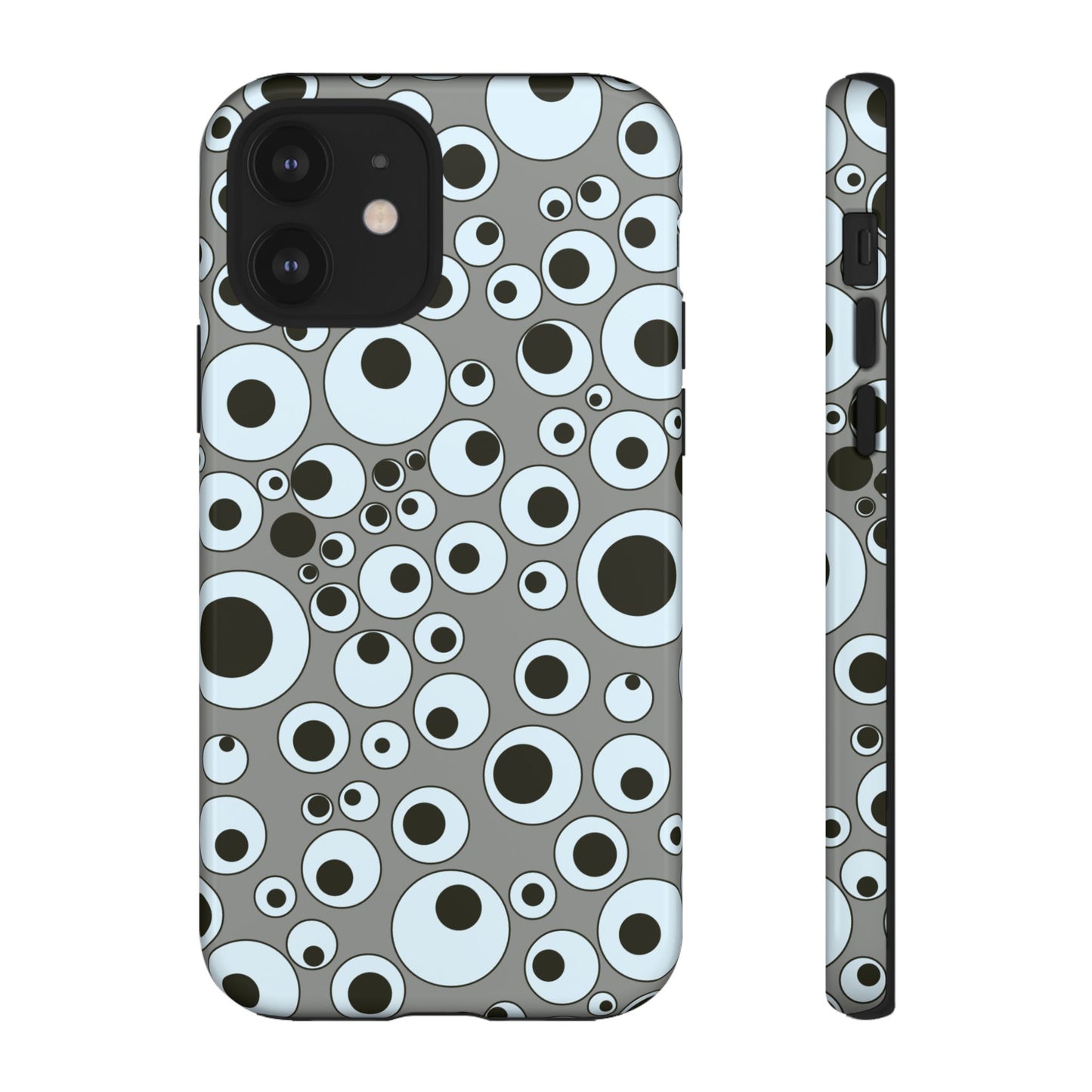 Bubble Pattern Tough Phone Case – Grey Retro Polka-Dot Design