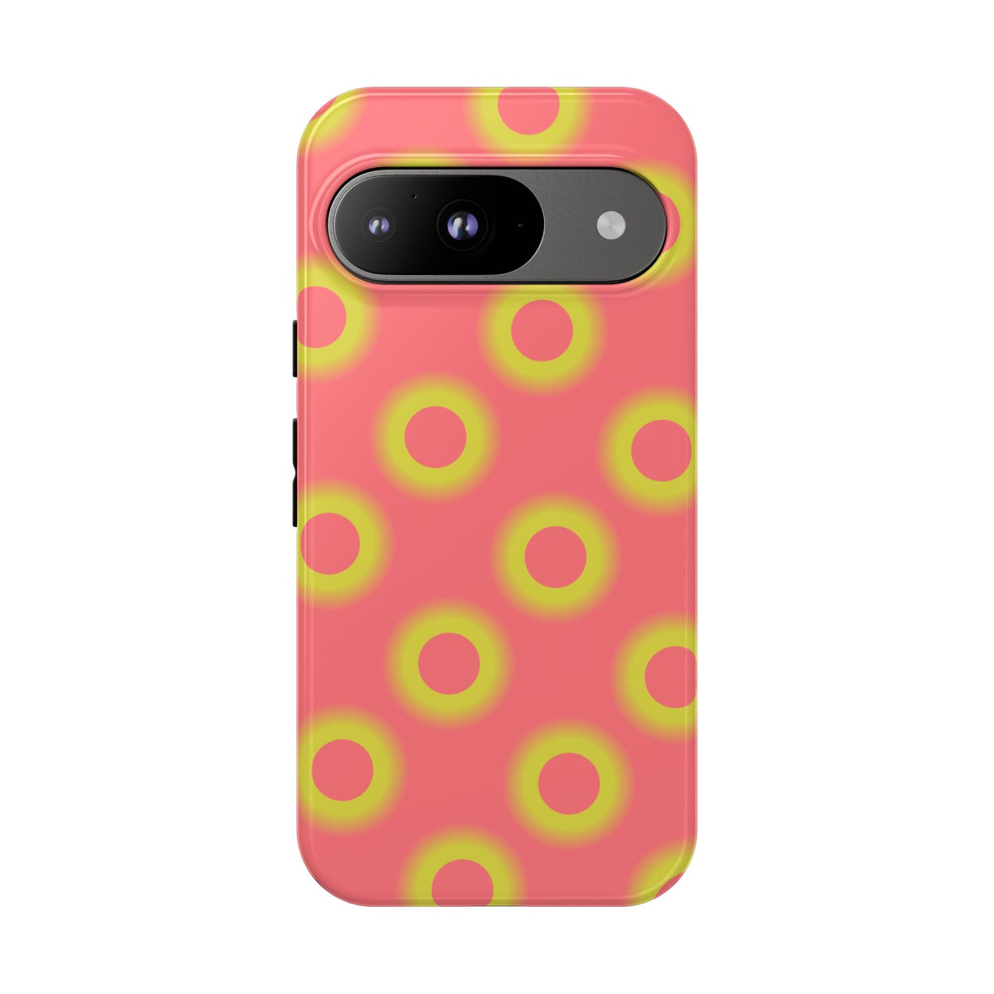 Neon Polka Dot Phone Case — Retro Pink & Lime Protective Cover