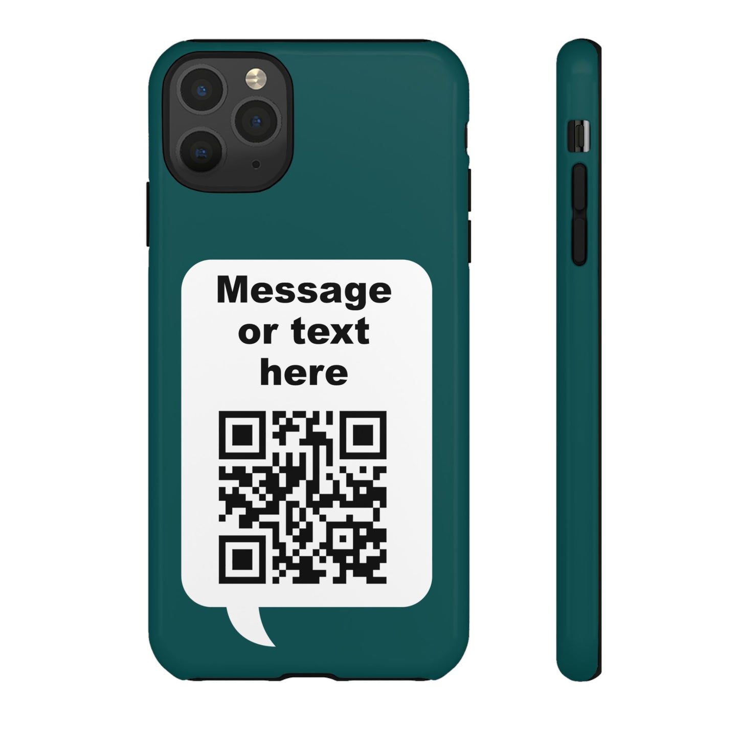 Custom QR Code Tough Phone Case — "Custom text" Contact Case