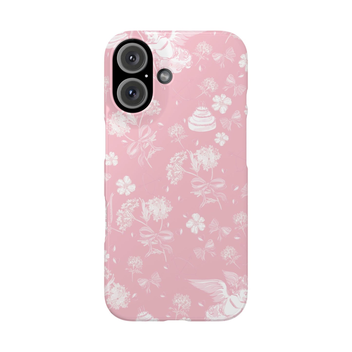 Pink Floral Slim Phone Case for Apple iPhone, Samsung Galaxy and Google Pixel.