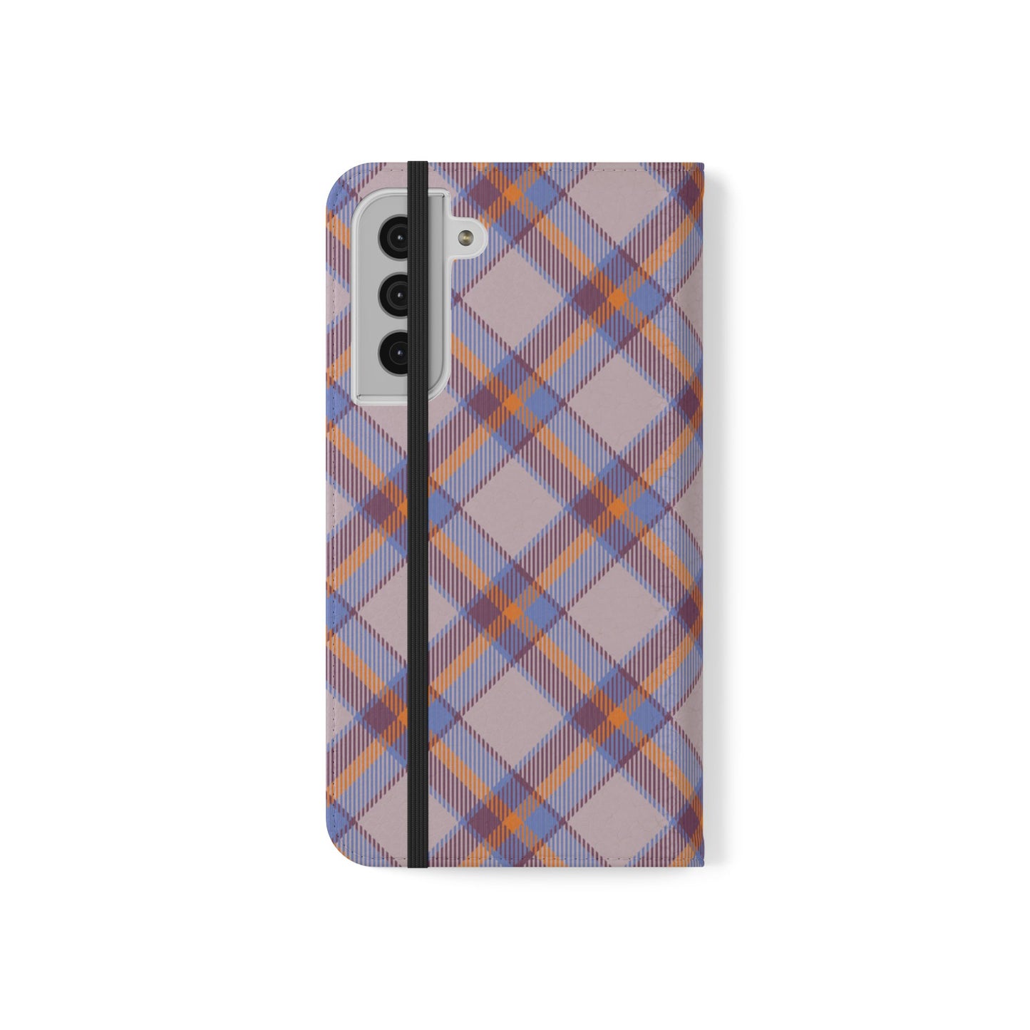 Tartan Flip Phone Case — purple & Orange Plaid Wallet Cover