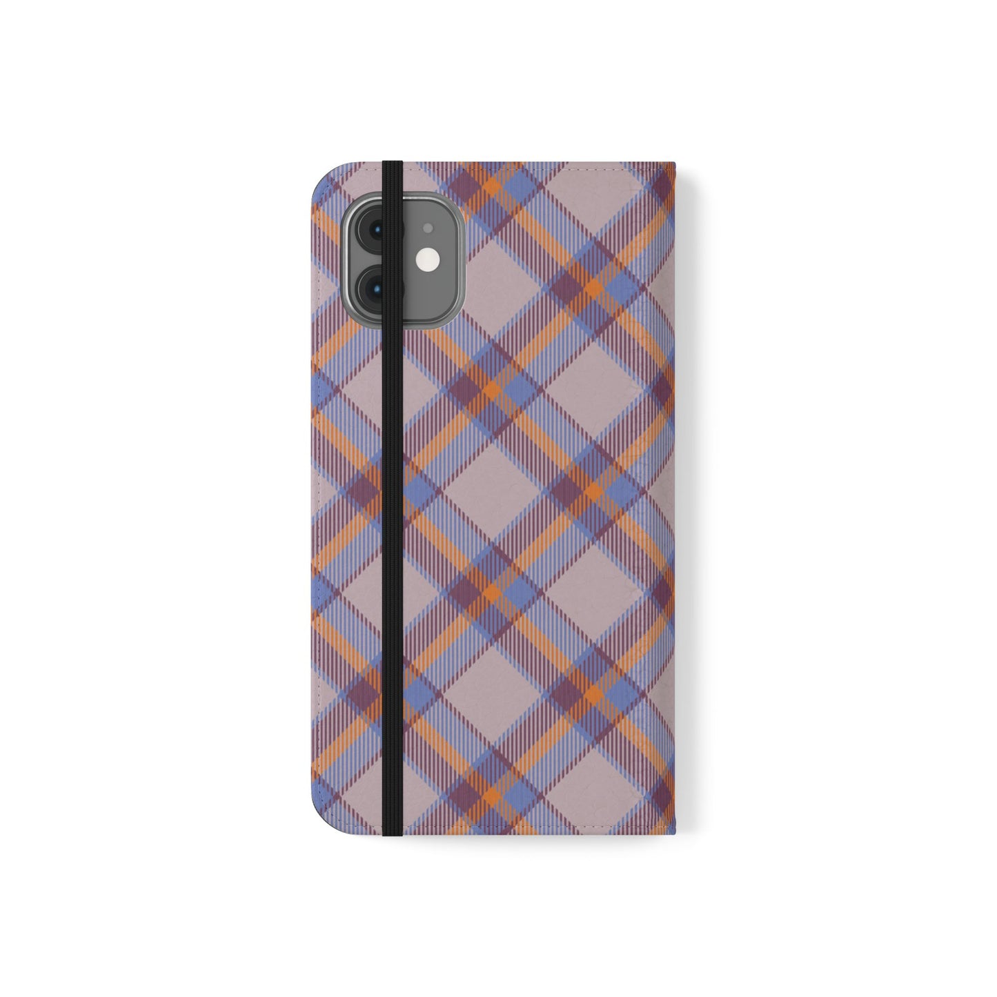 Tartan Flip Phone Case — purple & Orange Plaid Wallet Cover