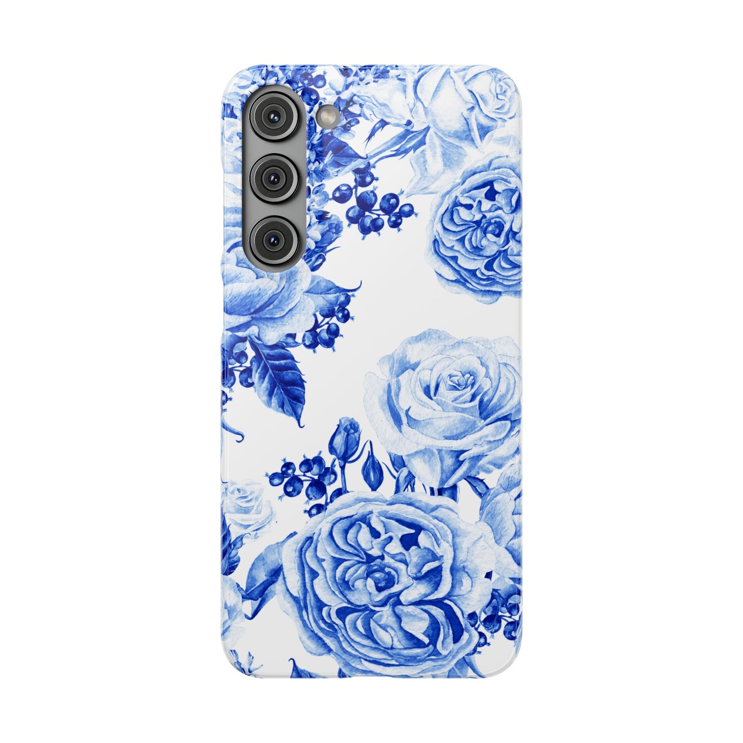 Blue Porcelain Floral Snap Phone Case — Vintage Rose Pattern
