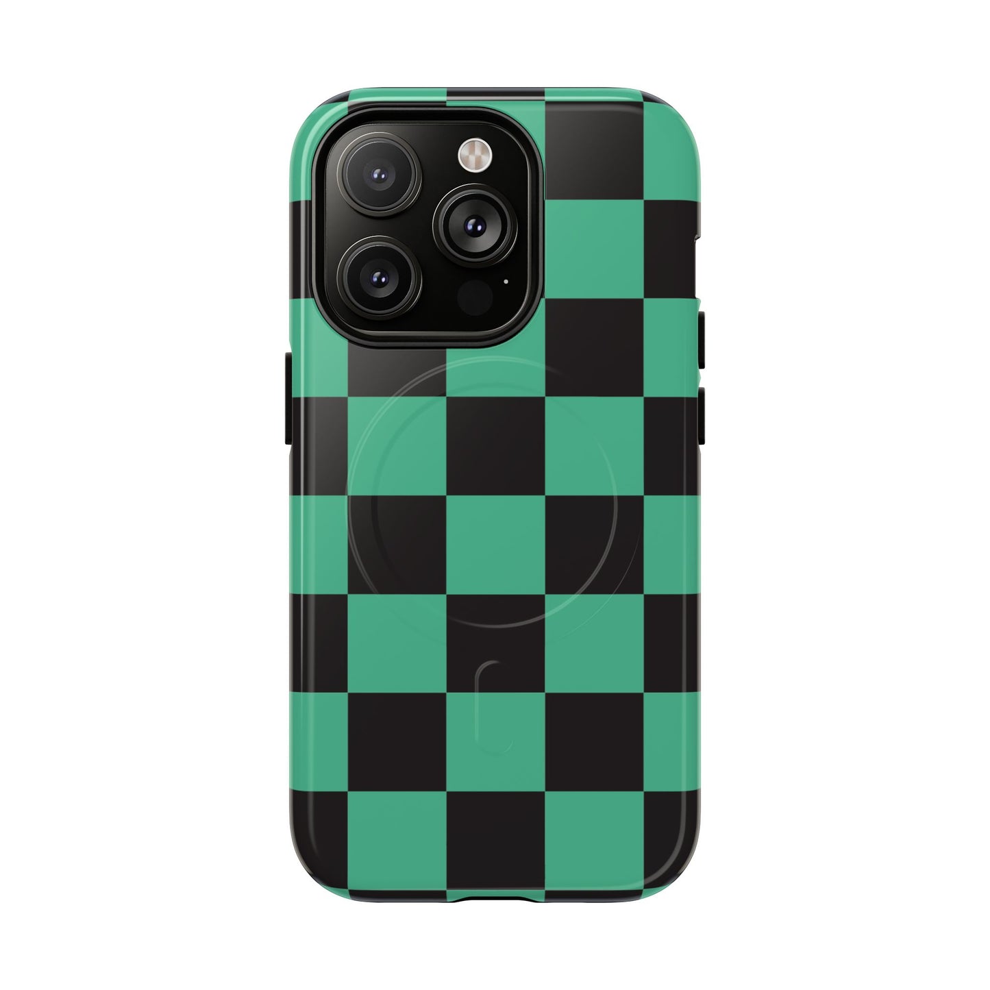 Tanjiro Magnetic Phone Case — Green and Black Chequered Tough Protective MagSafe Case