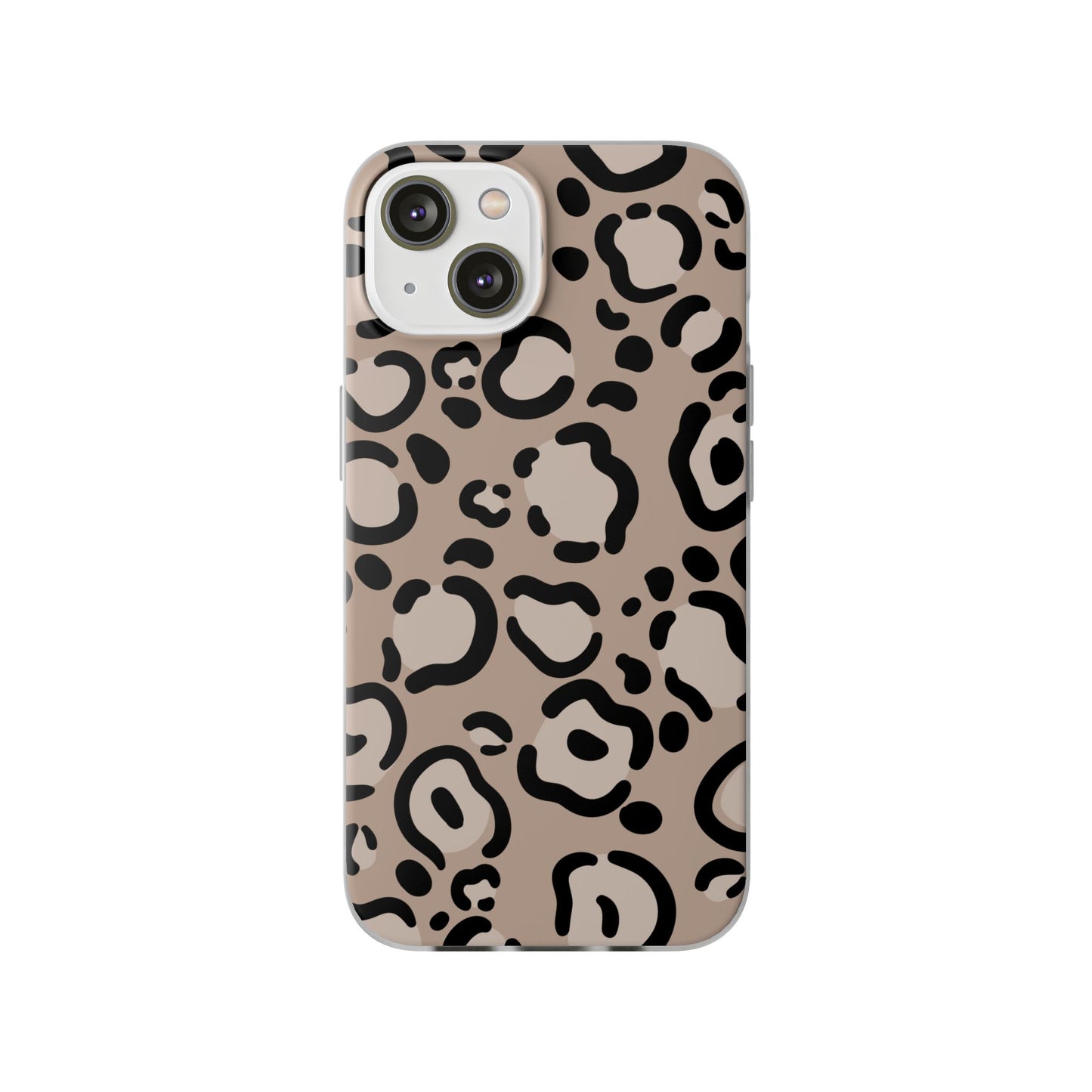 Beige Black Leopard Print Flexi Case for Apple iPhone and Samsung Galaxy.