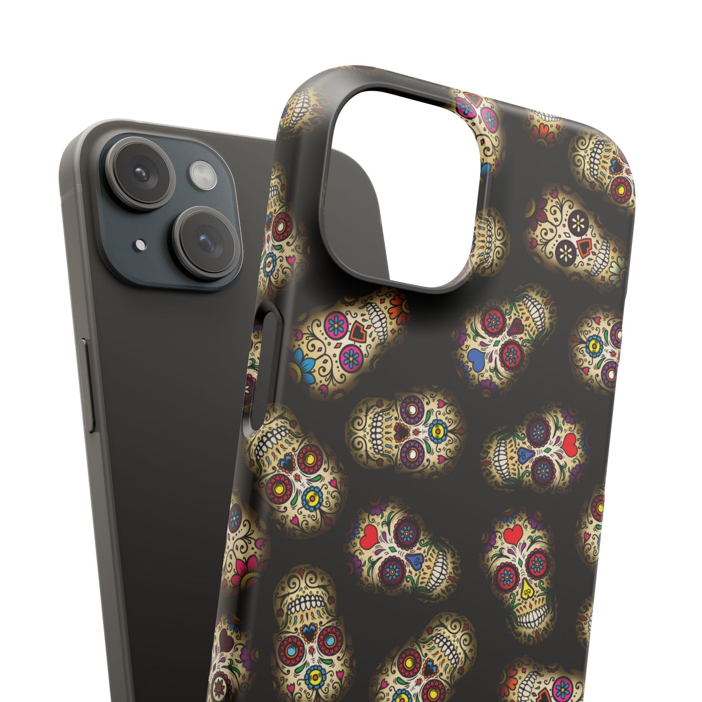 Sugar Skull — Day of the Dead Floral Slim Case for Apple iPhone, Samsung Galaxy and Google Pixel.