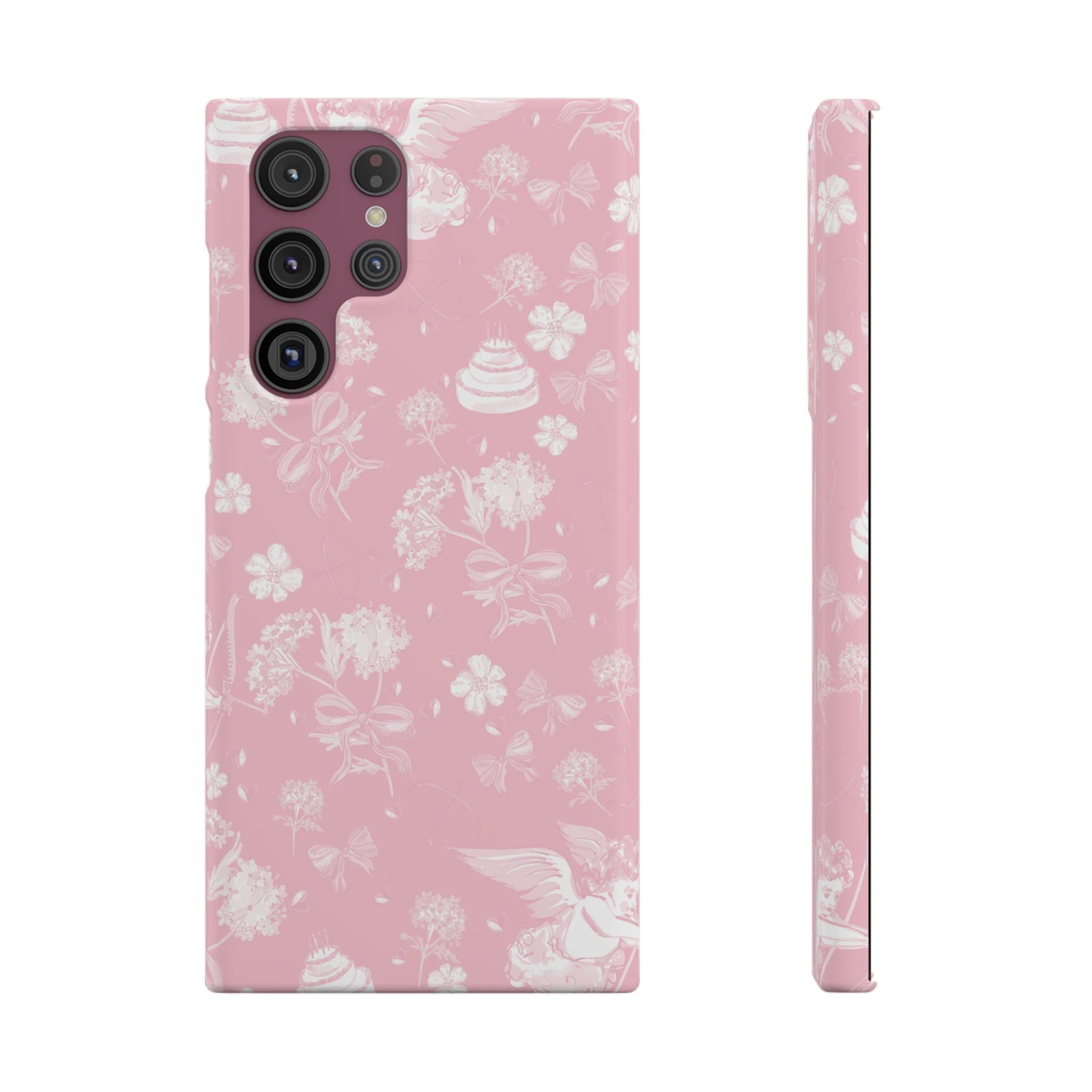 Pink Floral Slim Phone Case for Apple iPhone, Samsung Galaxy and Google Pixel.
